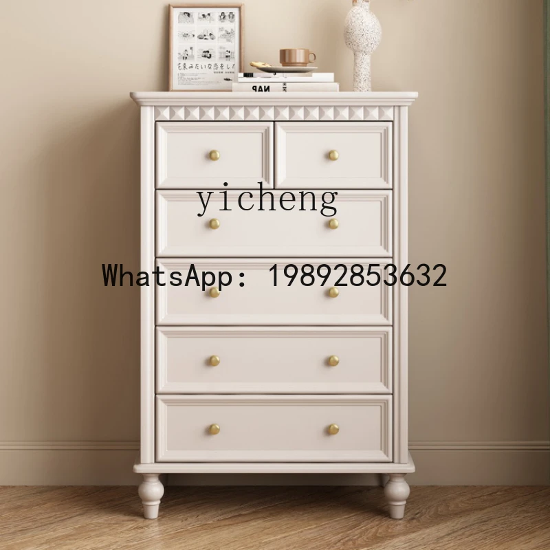 

Solid Wood Chest of Drawers Storage Cabinet Bedroom Modern Simple White Nine-Drawer Cabinet Light Luxury