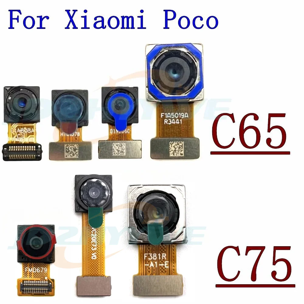 Front Rear Camera For Xiaomi Poco C75 C65 Frontal Selfie Wide Back Facing Main Camera Moduel Flex Cable Parts