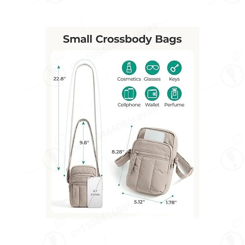 Women Water Resistant Crossbody Bag, Trendy Mini Purse Phone Pouch for Daily Commute Casual Use