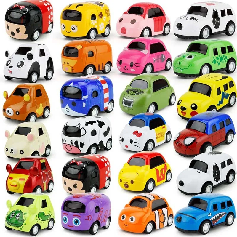 New Fun Cartoon Back Pull Back Vehicles  Alloy Car Pocket Toy Car Children\'s Mini Palm Q Version Cars Toy for Kids