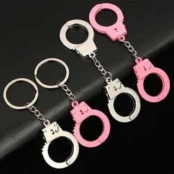 Creative Handcuffs Shaped Pendant Keychain Pink And Silver Color Keyring Bag Hanging Decoration For Men Women Punk Jewelry Gift