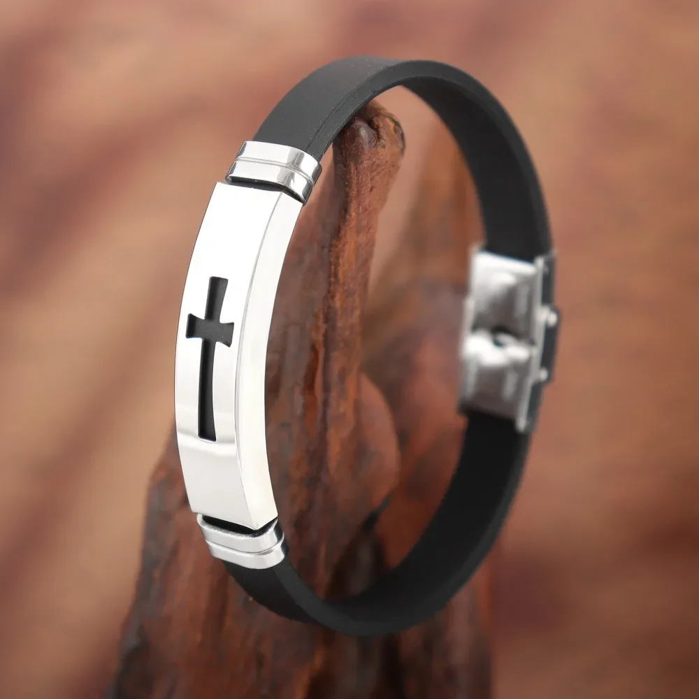 Bild 6: Trend Silikon Kreuz Armband Charming Herren Armband Weihnachtsgeschenk Valentinstag Geschenk Schutz Schmuck Zubehör