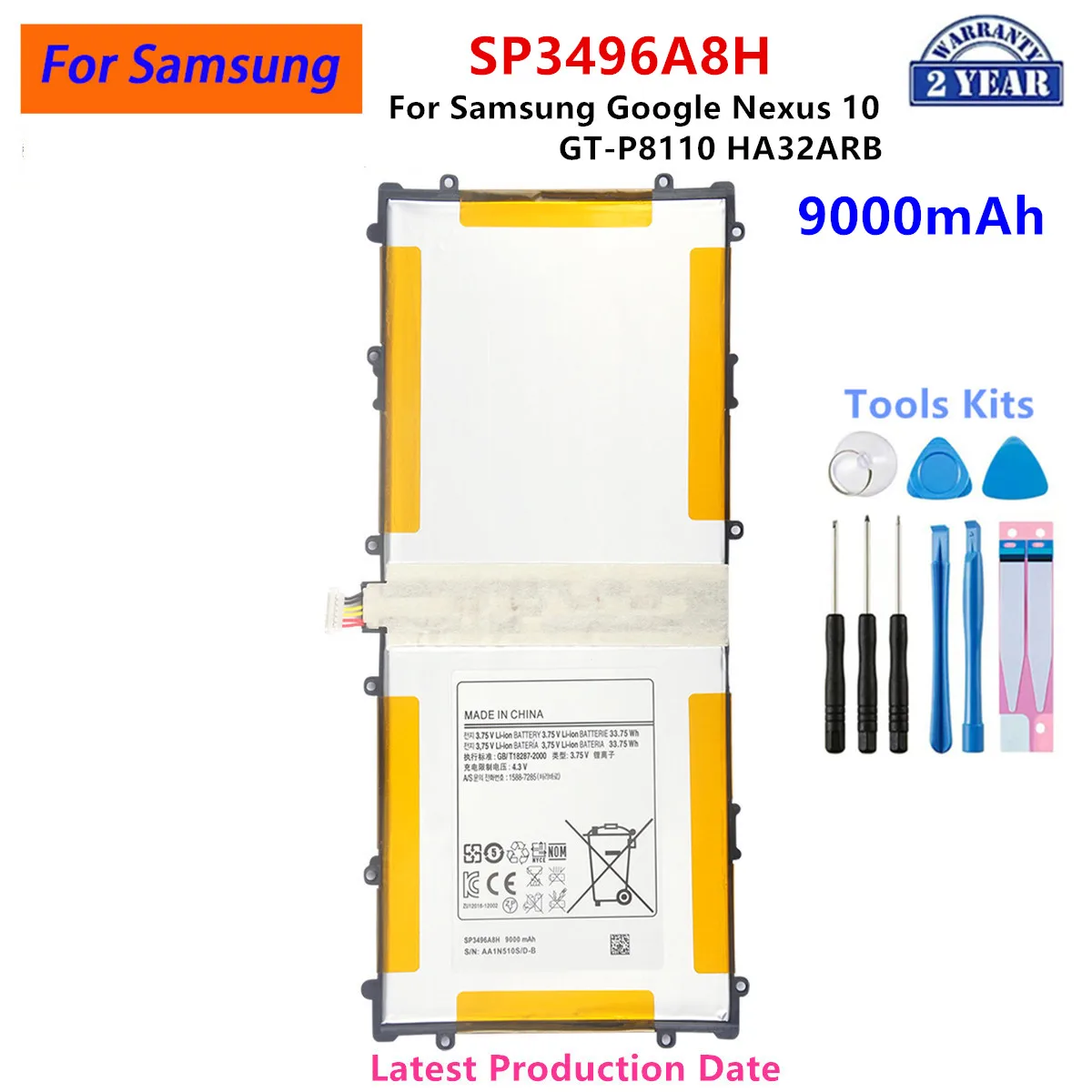 

Совершенно новый сменный аккумулятор SP3496A8H 9000 мАч для Samsung Google Nexus 10 GT-P8110 HA32ARB, аккумулятор для планшета + инструменты