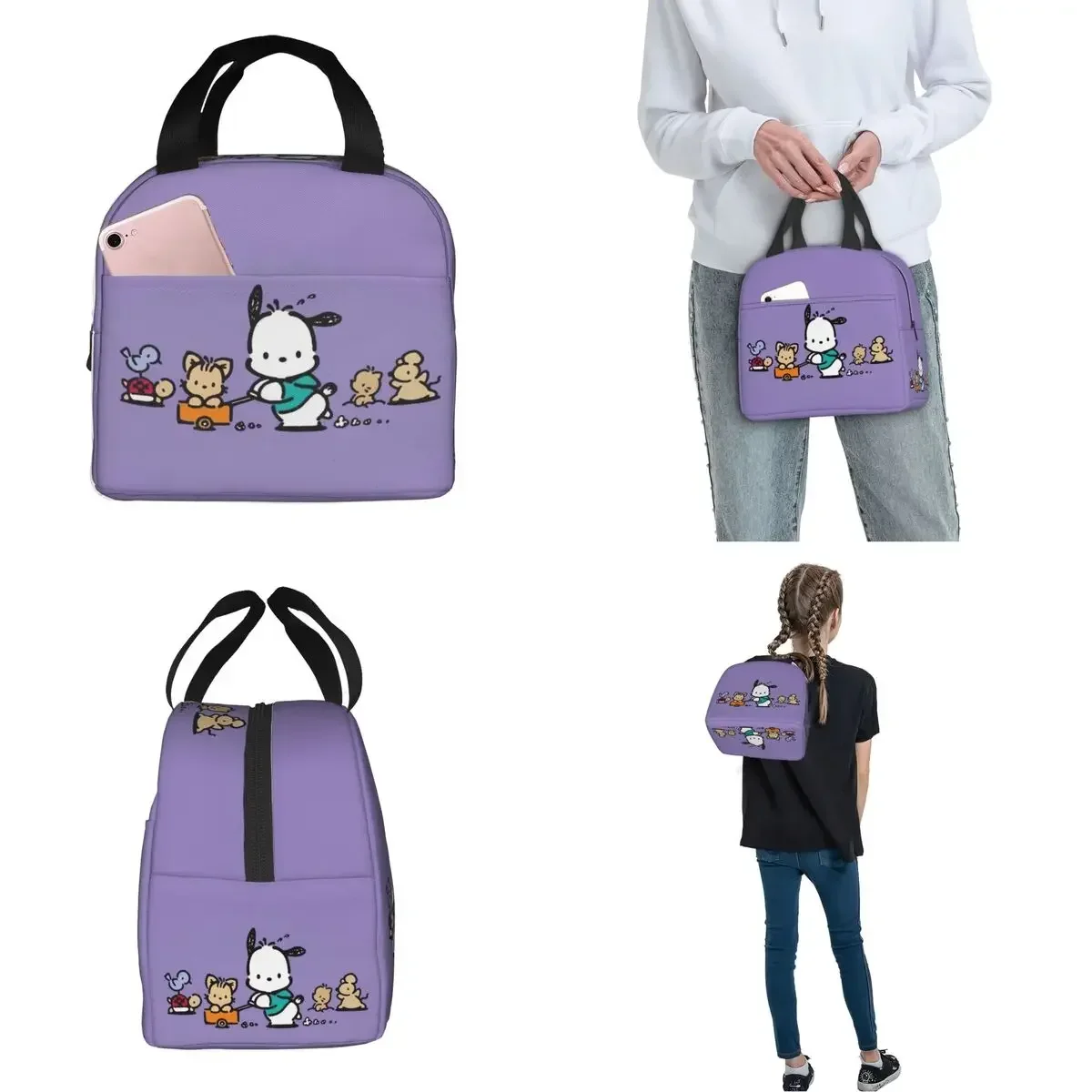 Pochacco Cartoon Dog Insulated Lunch Bags Cooler Bag Lunch Container High Capacity Lunch Box Tote Food Handbags School Outdoor