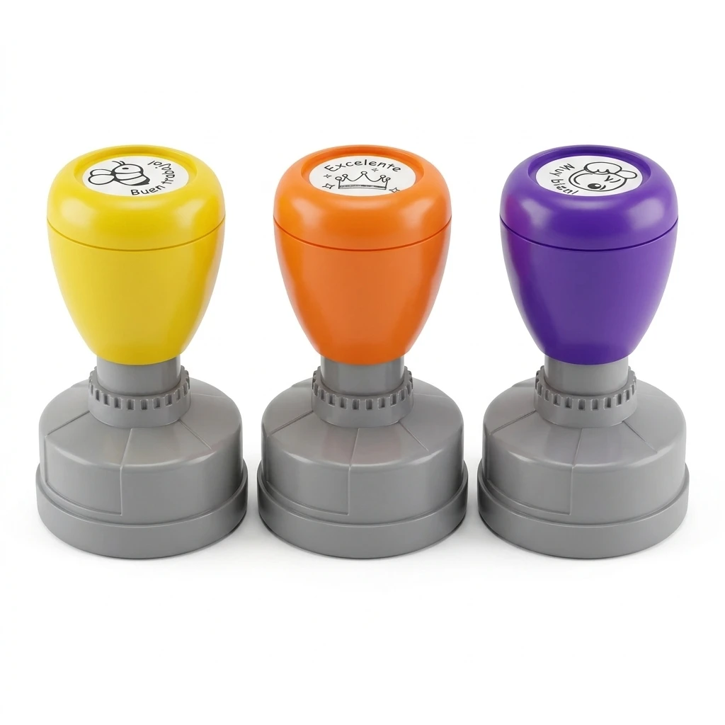 Colorful Teacher Stamps Spanish Grading Set for Classroom Supplies Large Quick Drying Ink Ergonomic Student Evaluation Tool