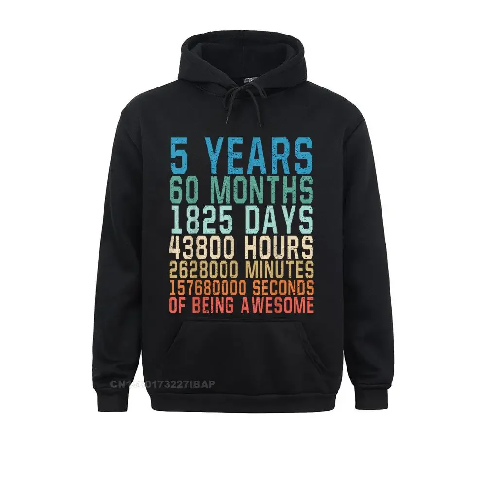 

5 Years Old 5th Birthday Vintage Retro 60 Months Funny Hoodie On Sale Men Sweatshirts Customized Hoodies Fashionable Clothes