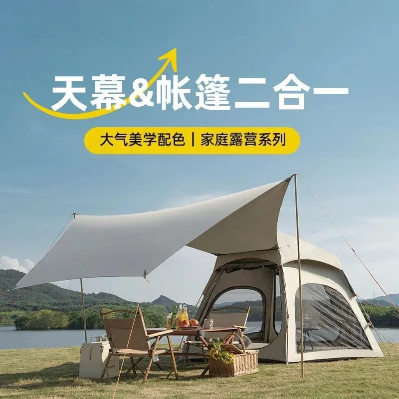 Tent Outdoor Folding Automatic Pop Up Camping Tent Thickened Rainproof Canopy Full Set Equipment for Overnight