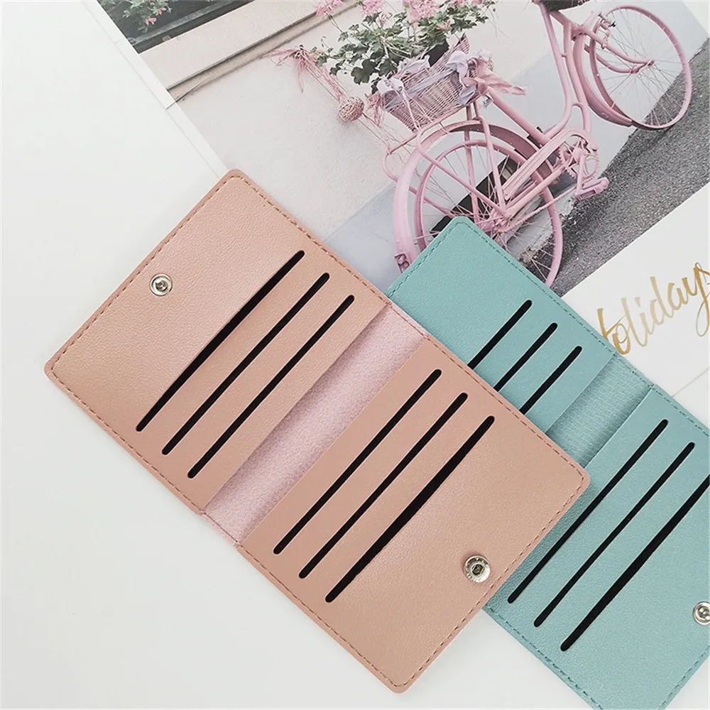 Men Women PU Leather ID Card Holder Solid Color Thin Business Bank Credit Card Box Multi Slot Slim Card Case Wallet Organizer