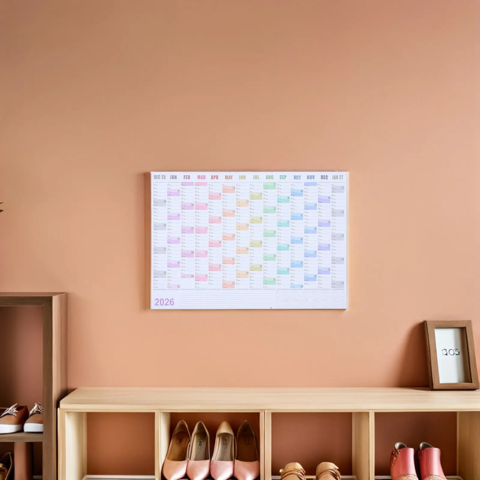 

2Sets 2026 Annual Wall Calendar Oversized Minimalist English Planner Large Size Paper Calendar Wall Display for Family Office