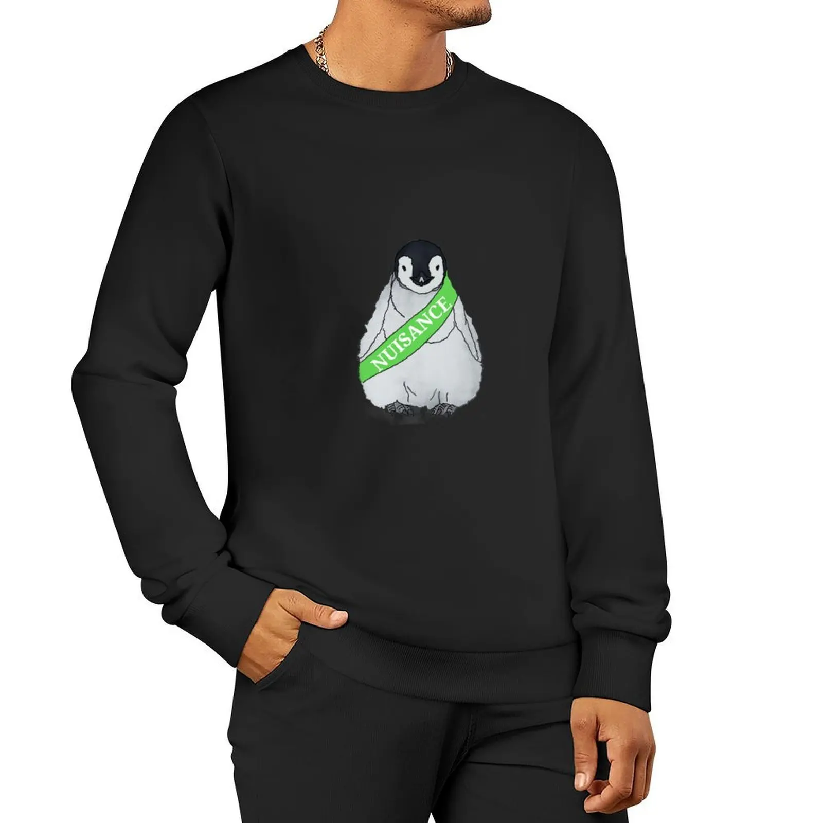 

Nuisance Penguin, No More Jockeys Pullover Hoodie graphic t shirts men anime clothing korean clothes winter man sweatshirt