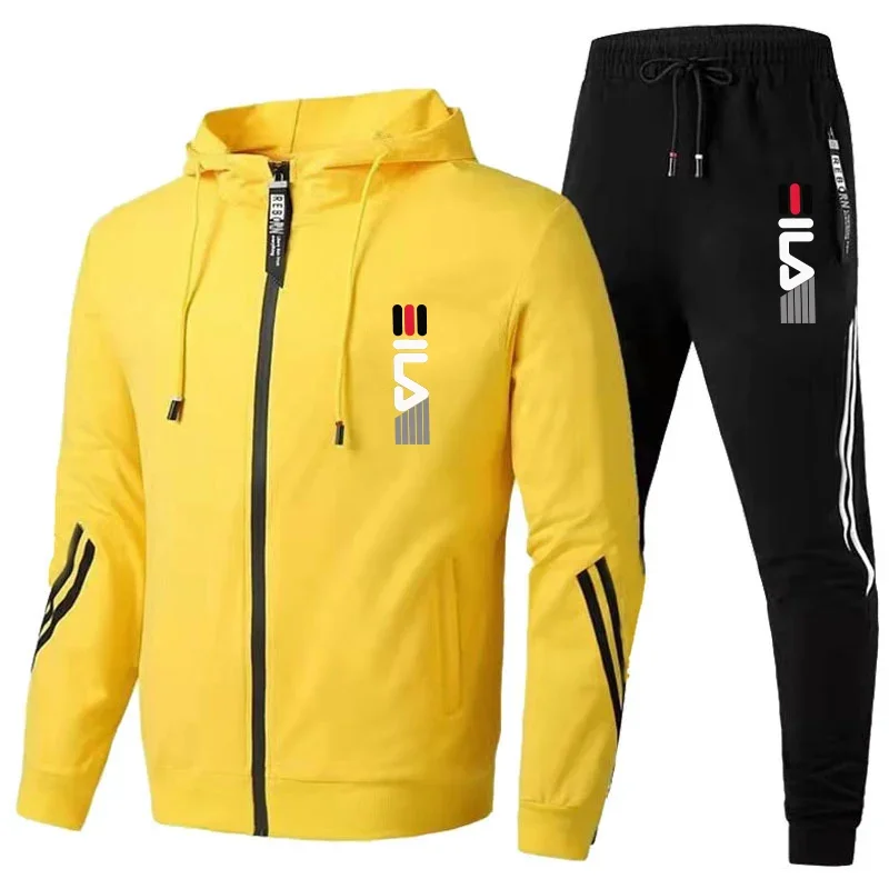 Sweats à capuche de sport décontractés pour hommes, survêtement à la mode, vestes à glissière et pantalons de survêtement, pull imprimé sourire