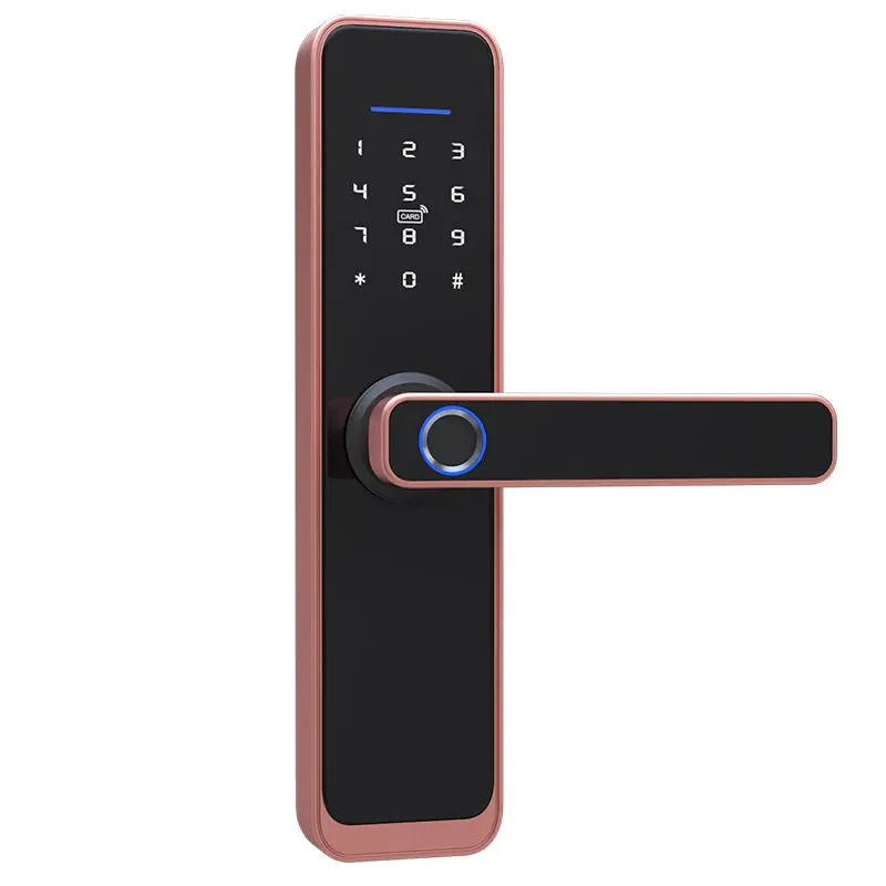 

Custom Touch Screen Fingerprint Code 3D Face Recognition Electronic Handle Home Apartment Tuya wifi z Smart Door Lock