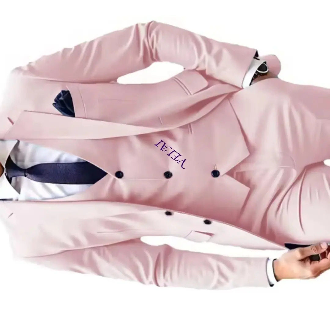 CustomizedLuxury Customized Dress Suit for Men 3 Pieces Blazer Vest and Pant Set Peak Lapel Formal Slim Fit Business Wedding Sui