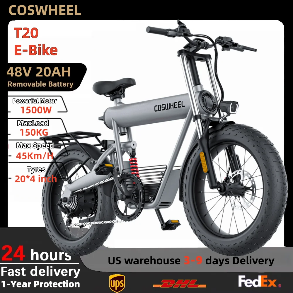

COSWHEEL T20 48V20AH Electric Dirt Bike 1500W Peak Power Electric Motorcycle 45km/h bike electric Mountain e bike adults ebikes