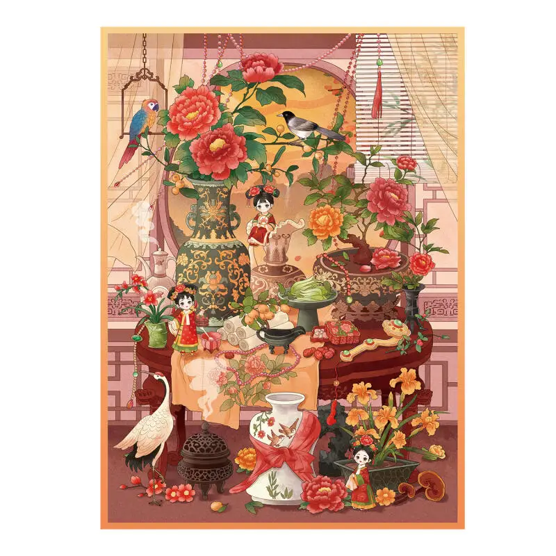 بطاقة عاشق 5 قطع [سلسلة لوتس أنيقة] ملصقات المناظر الطبيعية ثلاثية الأبعاد كبيرة مقاومة للماء قذيفة رقائق الباردة القديمة نمط الرسوم المتحركة اللامعة