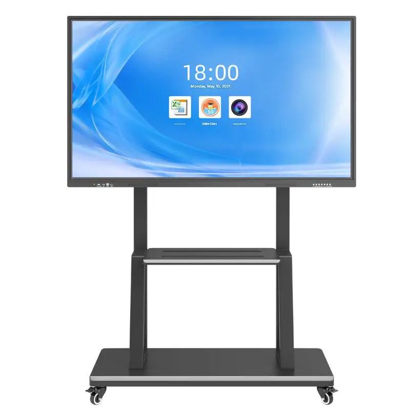 Smart Interactive  Whiteboard with 4K Resolution  Points Mobile Stand for Classroom Use