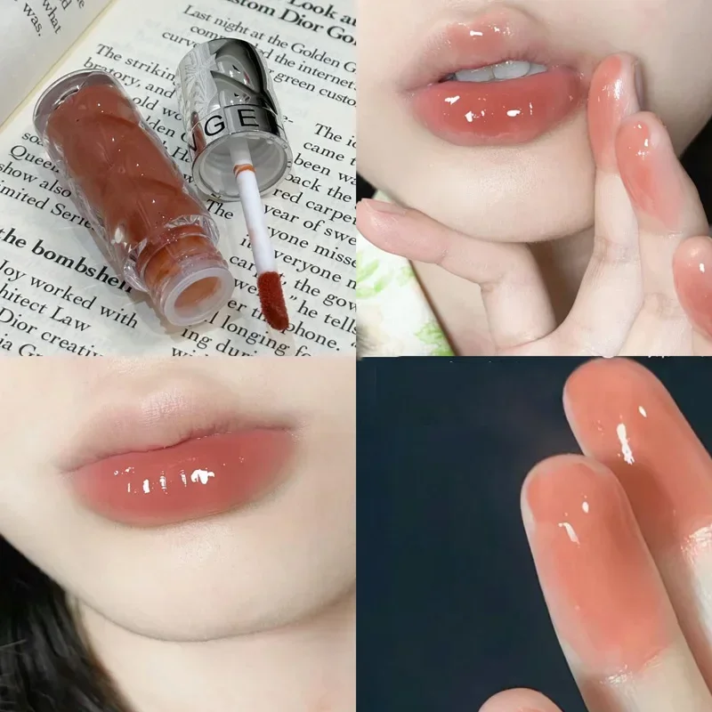 Crystal Pink Nude Mirror Lip Gloss Clear Moisturizing Jelly Lip Oil Lasting No Sticky Sexy Lip Glaze Water Light Liquid Lipstick