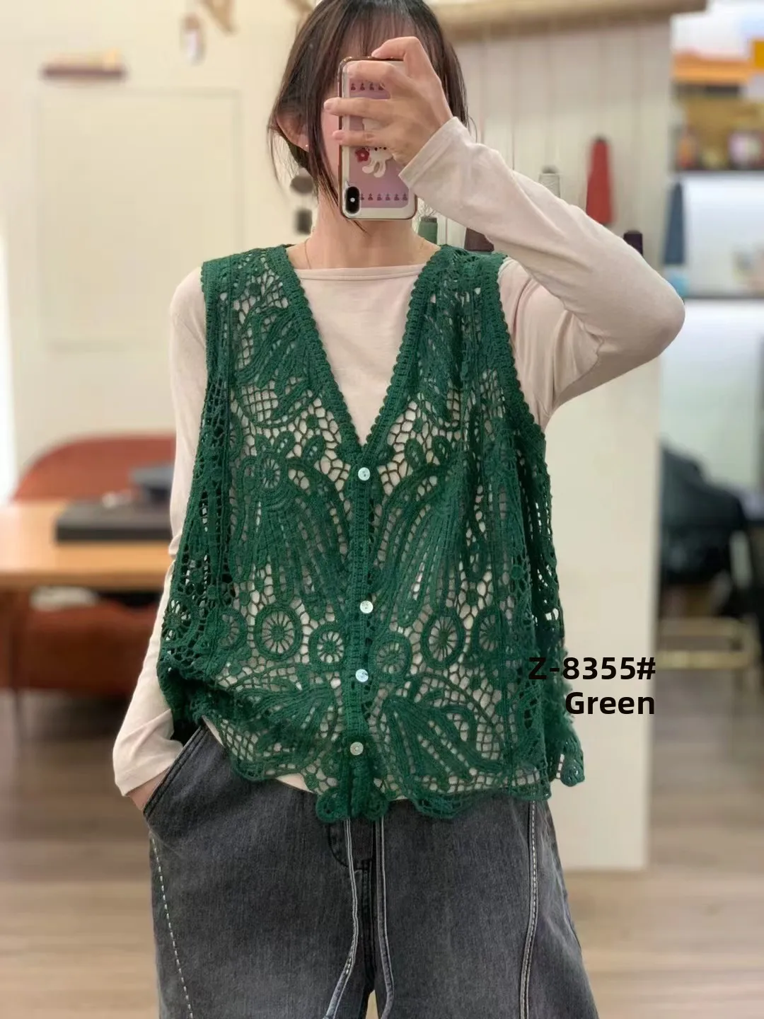 Primavera 2025 Maglia da donna scava fuori V-Ne Svel Cardigan Gilet Multi-Buled Open-irt Capispalla casual vestibilità ampia