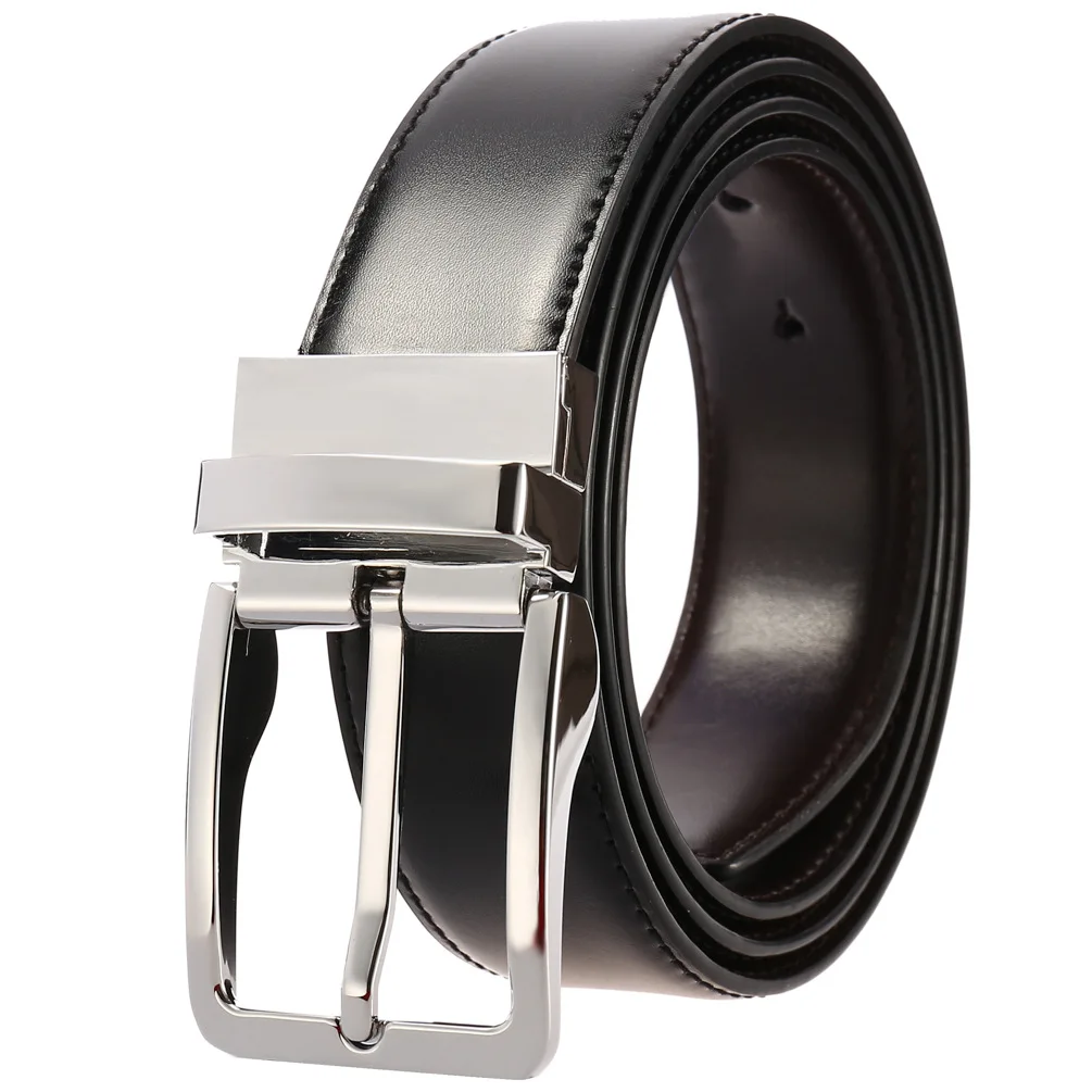 

New Pin Buckle Men's Belts High Quality Casual Belt Two-layer Cowhide Belt 3.4cm Perforated Waistband ZK1707-1