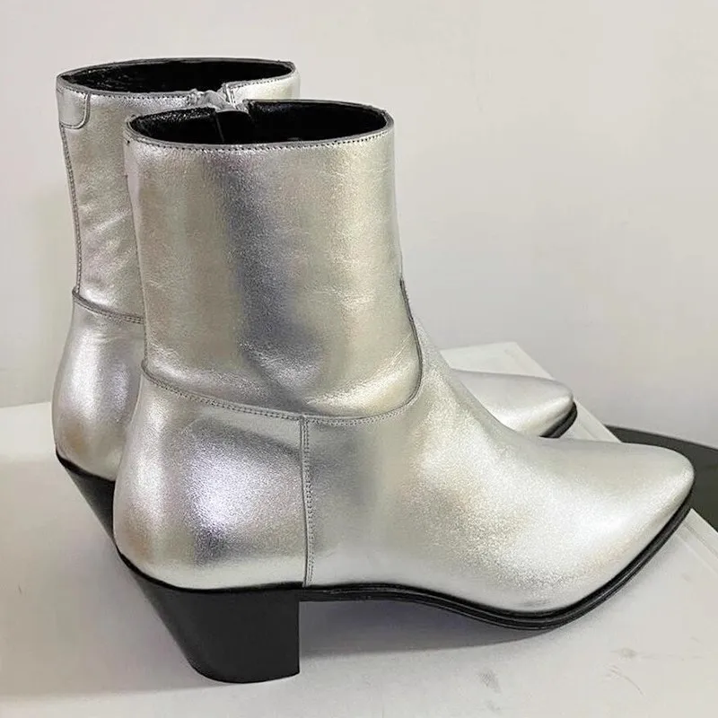 Romantic Purple Leather Male Wedding Dress Shoes Pointed Toe Chunky Heel Chelsea Boots for Men Party Dress Ankle Boots