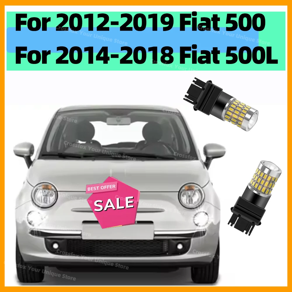 

2 светодиодные лампы DRL для автомобилей Fiat 500 2012-2019, 500L 2014-2016, 2017, 2018 годов выпуска, передние, T20 7443 W21/5W, дневные ходовые огни, 6000K