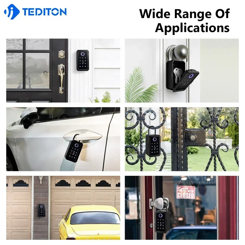 003 New Style Waterproof Safe Key Box Digital Key Card Password Door Ttlock APP Fingerprint Smart lock
