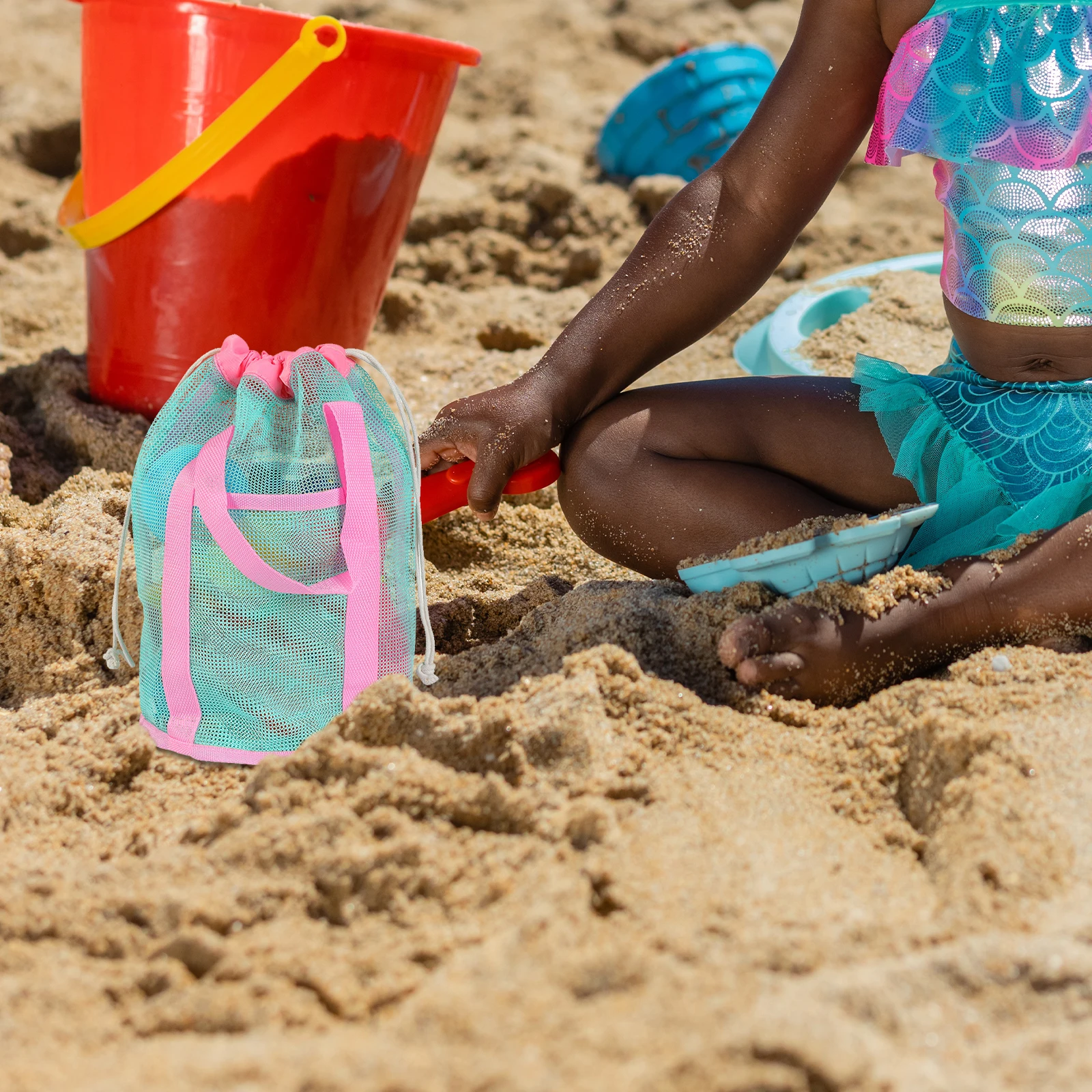 

Пляжная сумка, сумки для хранения игрушек на шнурке для детей, детская сетка для игр с песком