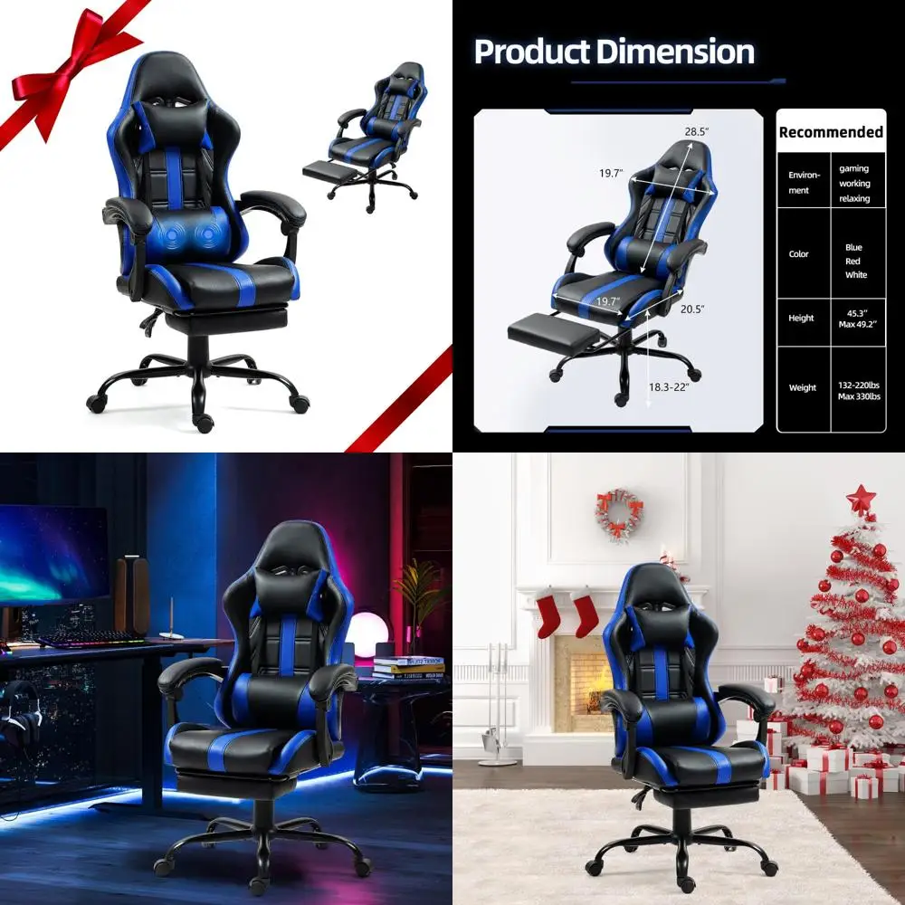 Ergonomic Gaming Chair with Footrest, Lumbar Support, and Adjustable Height for Comfortable Video Game Sessions