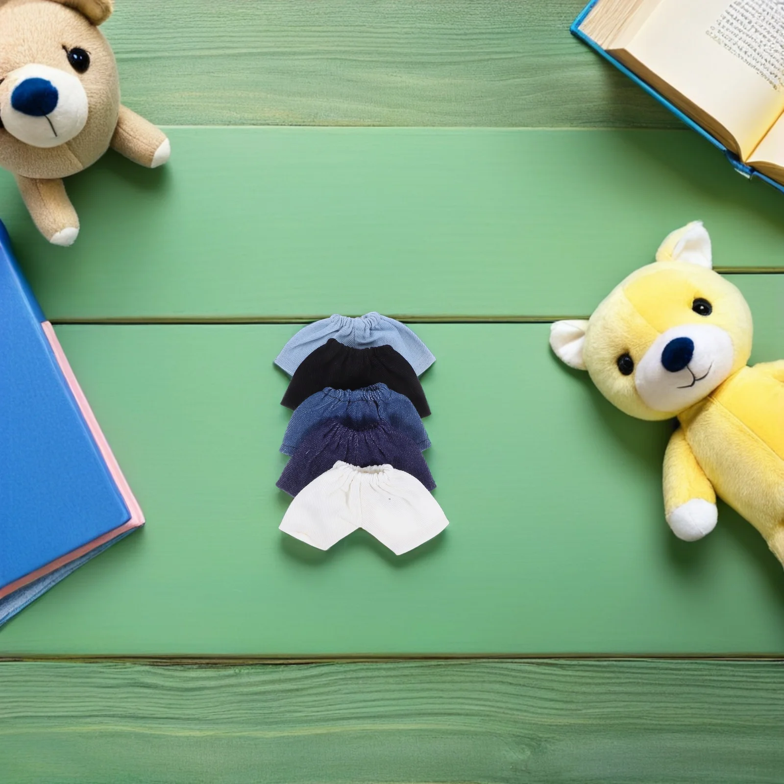 

5pcs 20Cm Short Pants Soft Solid Color Apparel Elastic Waist Vibrant Miniature Scene Decor Kids Play House Accessories