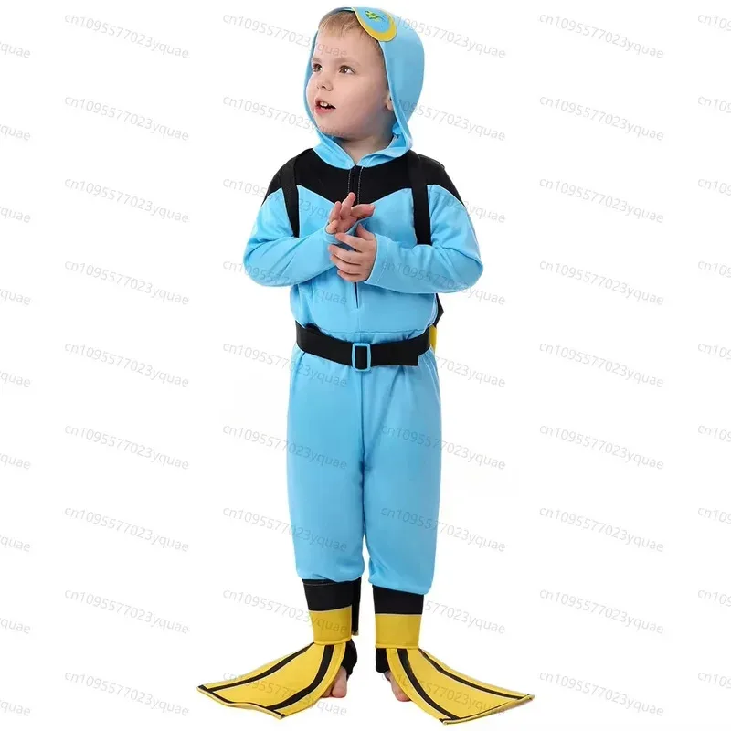 어린이 잠수복 경력 다이버 학교 파티 무대 쇼 공연 역할 놀이 복장 어린이 소년 소녀 할로윈 코스프레 의상