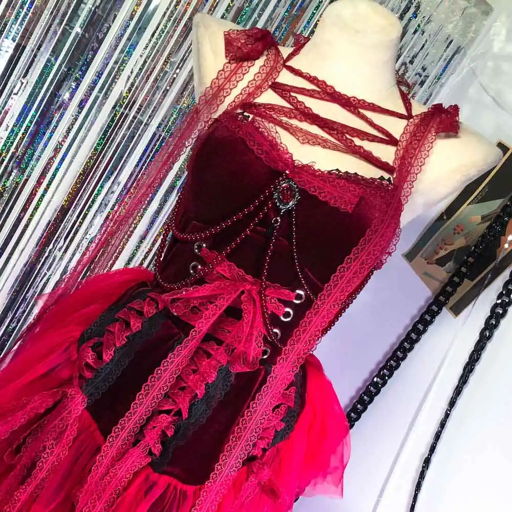 Eco Trendy 90s Goth Rave Outfits E-Girls DIY Emo Teen Kawaii Chain Hand Made Y2K TOPS Gothic Dress Punk Rock Harajuku Grunge