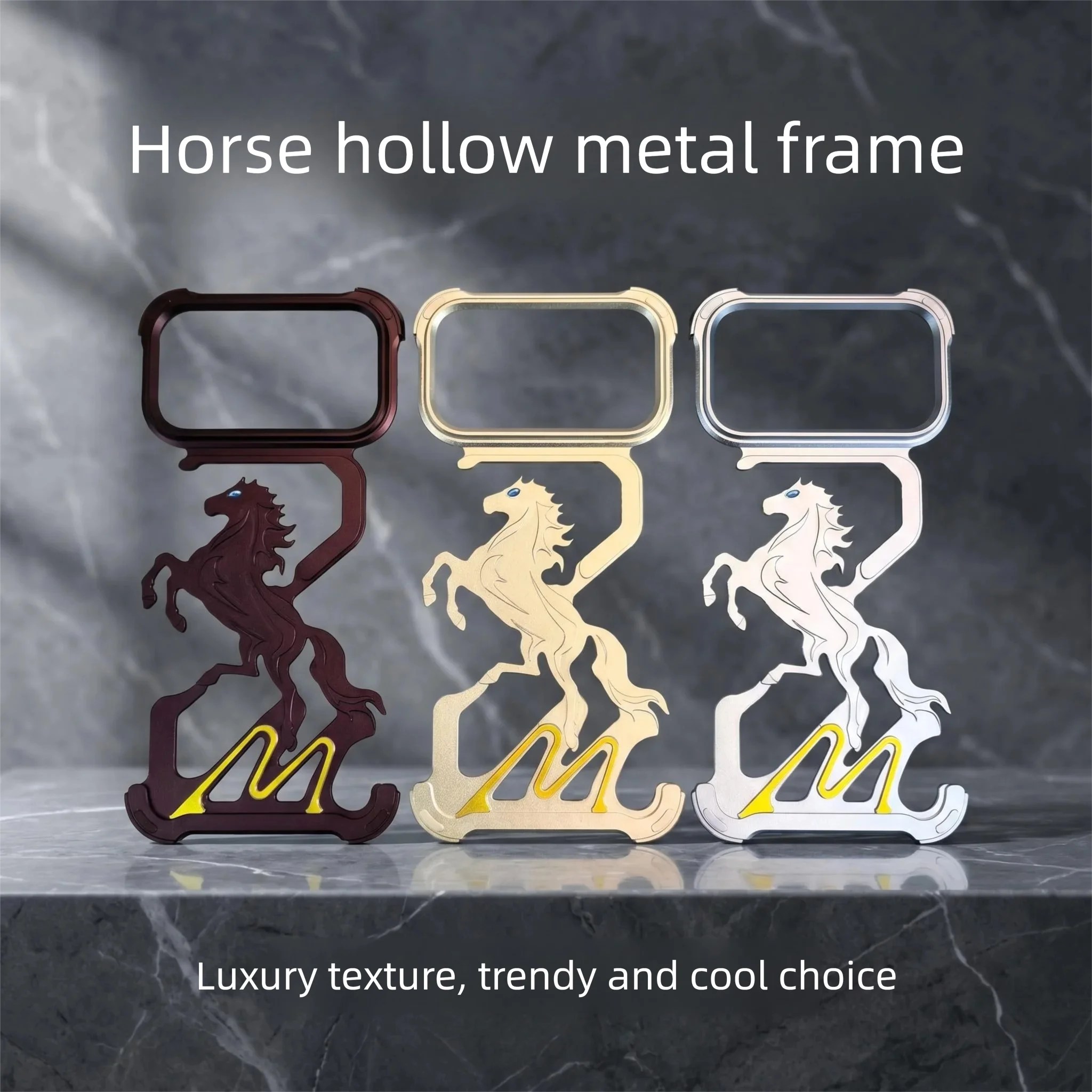 3D Hollow Horse Metal Mecha Phone Case For iPhone 17 Pro 18 Pro Max Frameless Shockproof Aluminum Bumper Heat Dissipation Cover