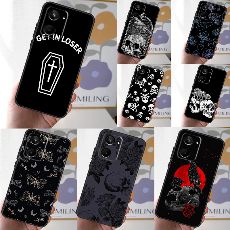 Skull Gothic Creepy Pastel Goth For Realme C67 C55 C53 C51 C35 C33 C30 C21Y C25s C15 9 10 11 12 Pro Plus GT Neo 5 6 Case