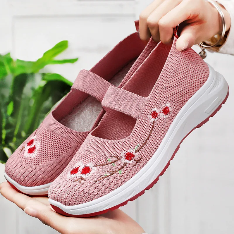 Casual Women'S Soft Orthopedic Shoes Breathable Woven Go Walking Slip on Foam Shoes Women Wedge Comfort Shoes