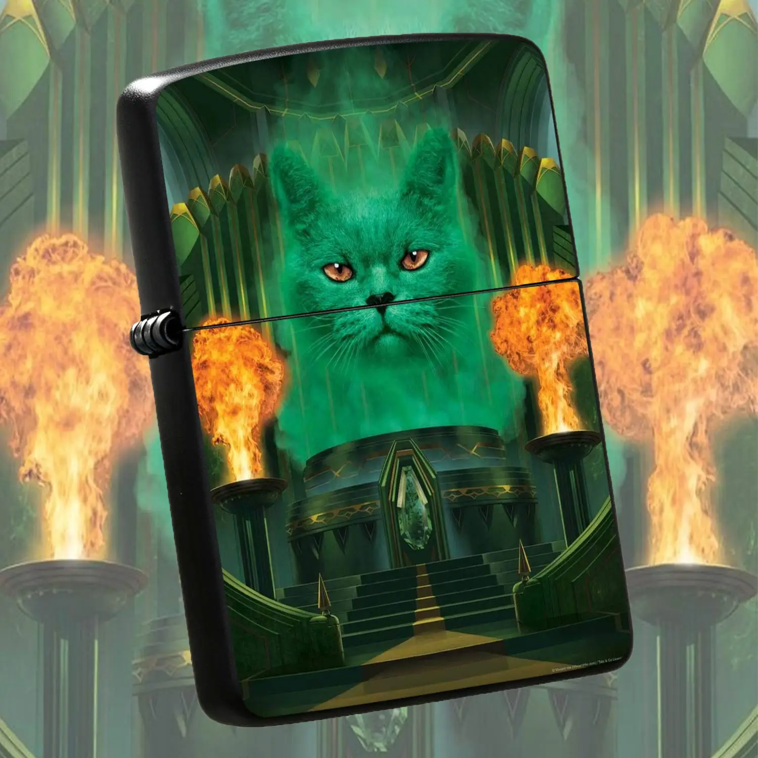 CreativeInspired Green Cat Lighter, Fun Whimsical Emerald City Themed Decor, Portable Unique Gift for Fantasy Lovers, Daily Use for Any Occasion A Humorous And Interesting Lighter