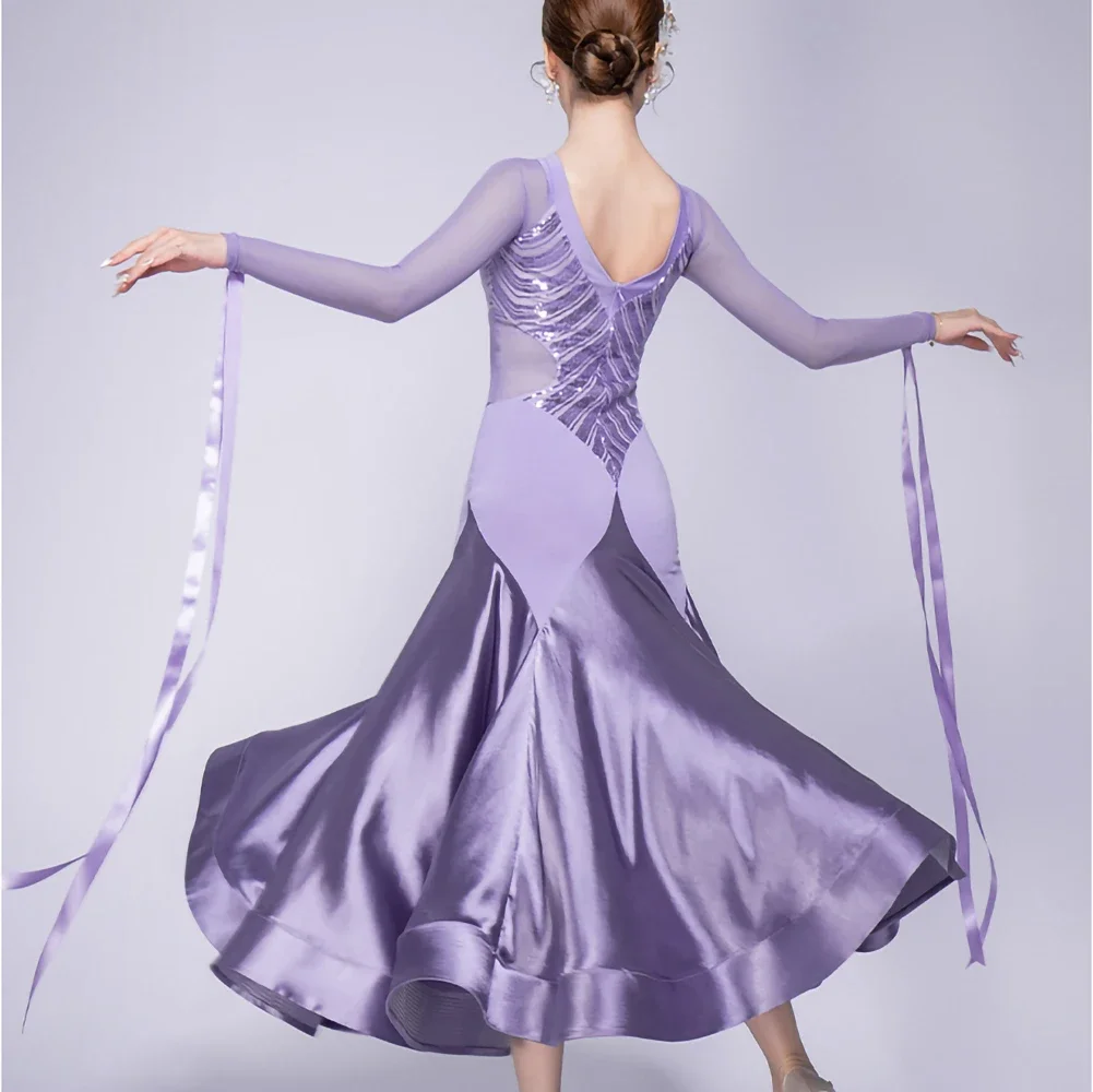 Robe de danse moderne pour femmes, nouvelle danse de salon, robe de concours de danse de salon, robe de spectacle de danse à paillettes élégante