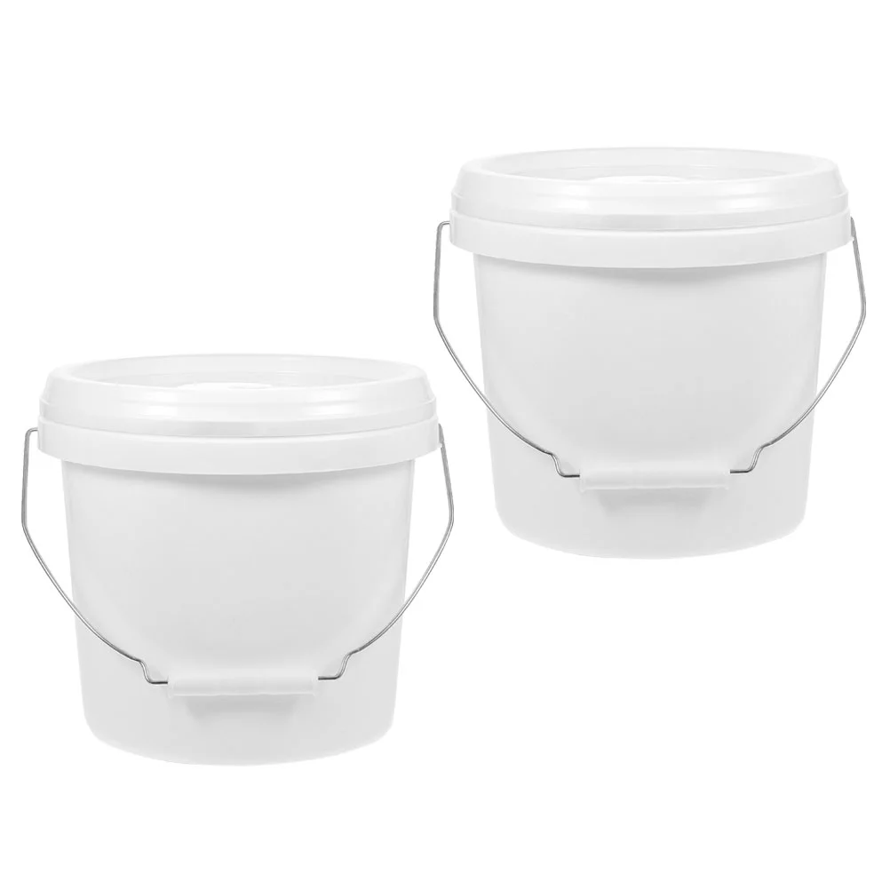 

2 Pcs Paint Buckets Containers Packaging Storage Pigment Practical 4L with Lid Outdoor Iron for Painting