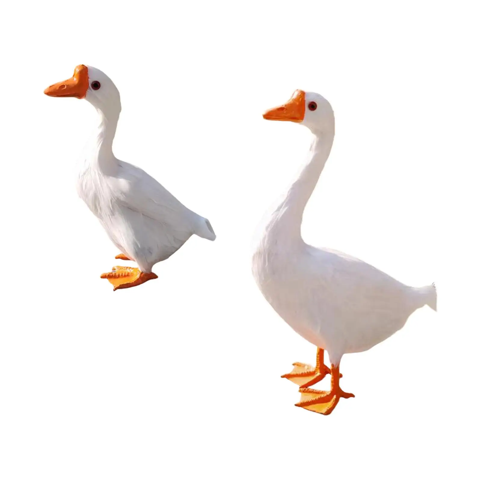 Artificial Feather Goose Statue,Simulation Animal Figurine,Outside Bird Sculpture Figure Model for Yard Art Porch Pond Patio