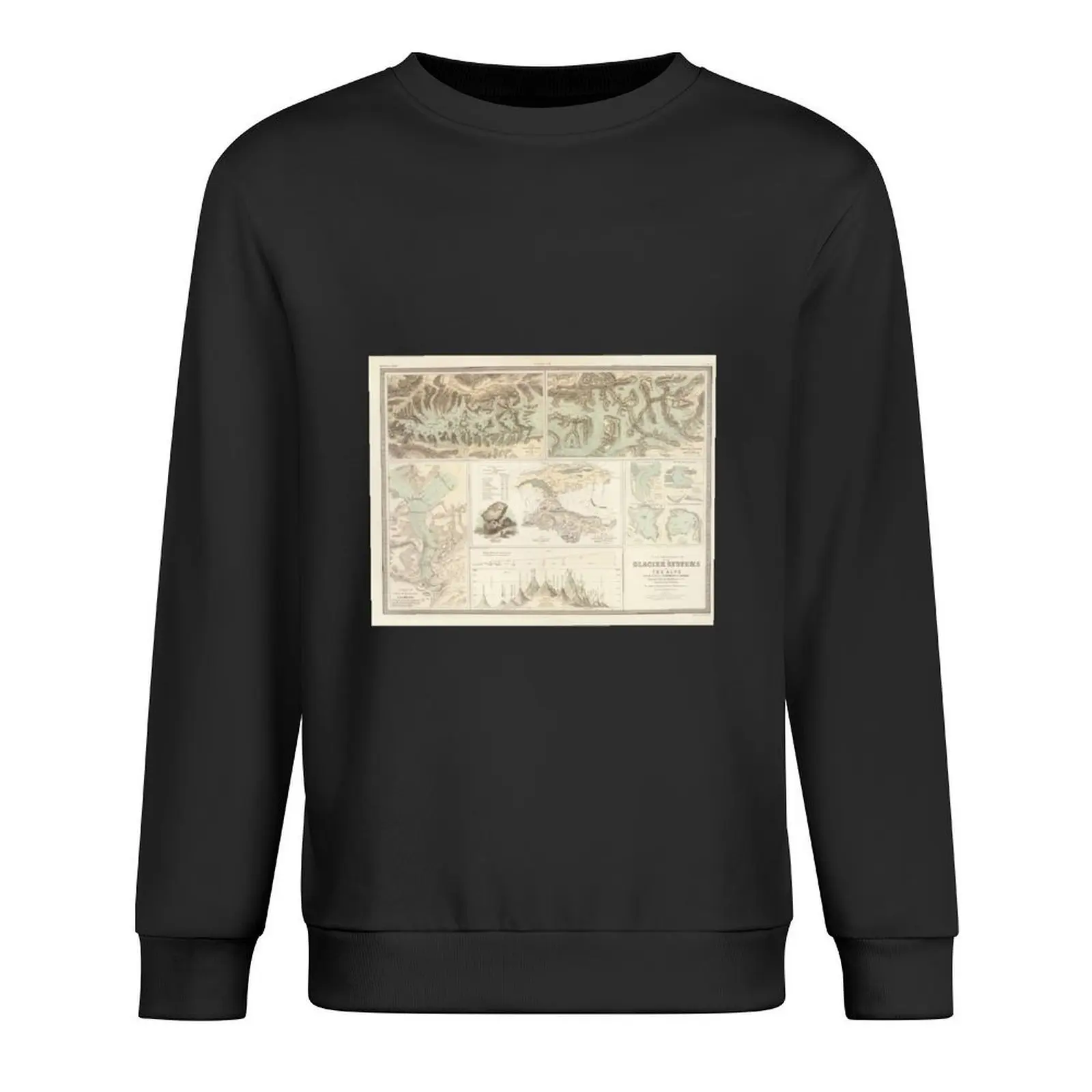 

Vintage Alps Glacier Map (1854) Vintage European Geological Atlas Pullover mens clothing autumn tracksuit sweatshirt