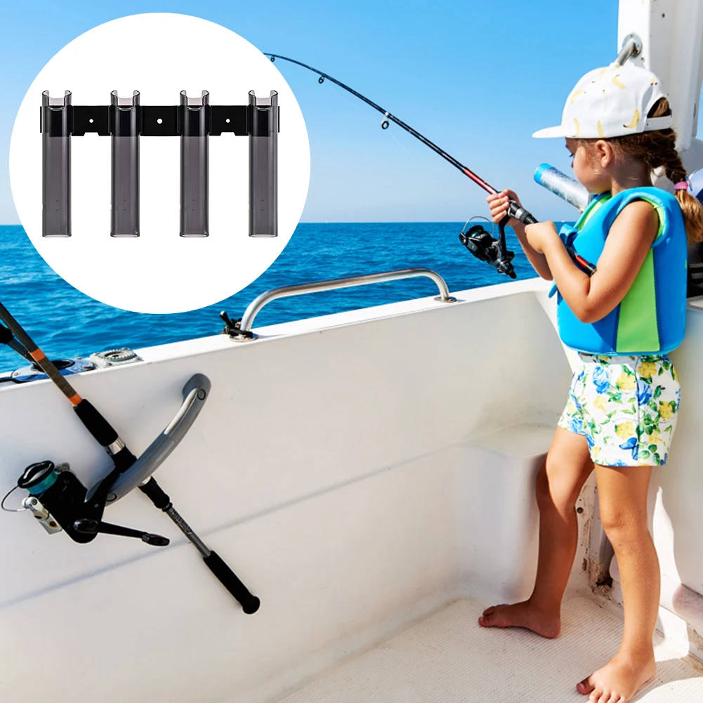 Fishing Rod Holder Bracket Tube 4 Rod Rack Fits Spinning Or Casting Rod Wall Mounted Fishing Rod Holder