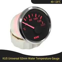 새로운 KUS 52mm 수온 게이지 40-120 ℃   25-120 ℃   보트 자동차 오토바이 액세서리 12/24V용 노란색 빨간색 백라이트가 있는 학위