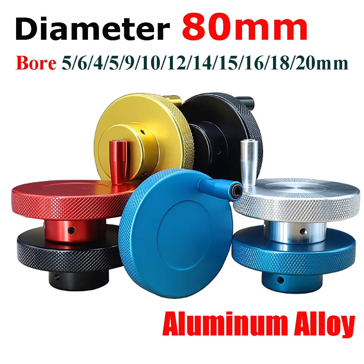 Aluminum Alloy Diameter 80mm CNC Knurling Sliding Table Screw Rod Knob Crank Rotating Handle Embossed Stepper Motor Hand Wheel