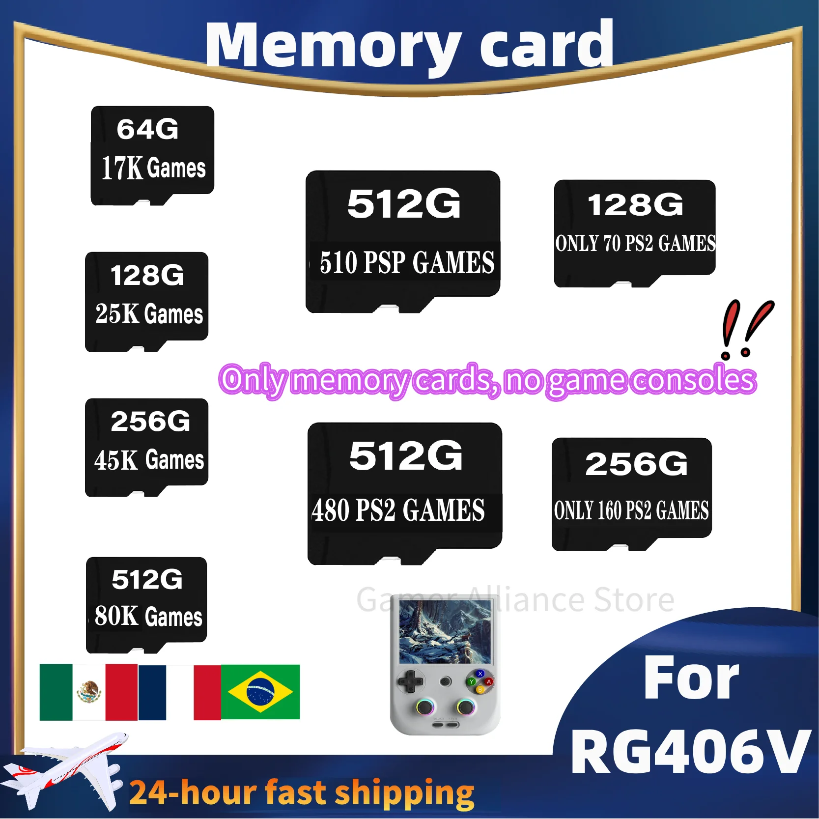 FOR ANBERNIC RG406V RG 406V Handheld Retro Game Console Memory Card TF Card 510 PSP Games 512G 60000 Games Micro Card PS2 Games