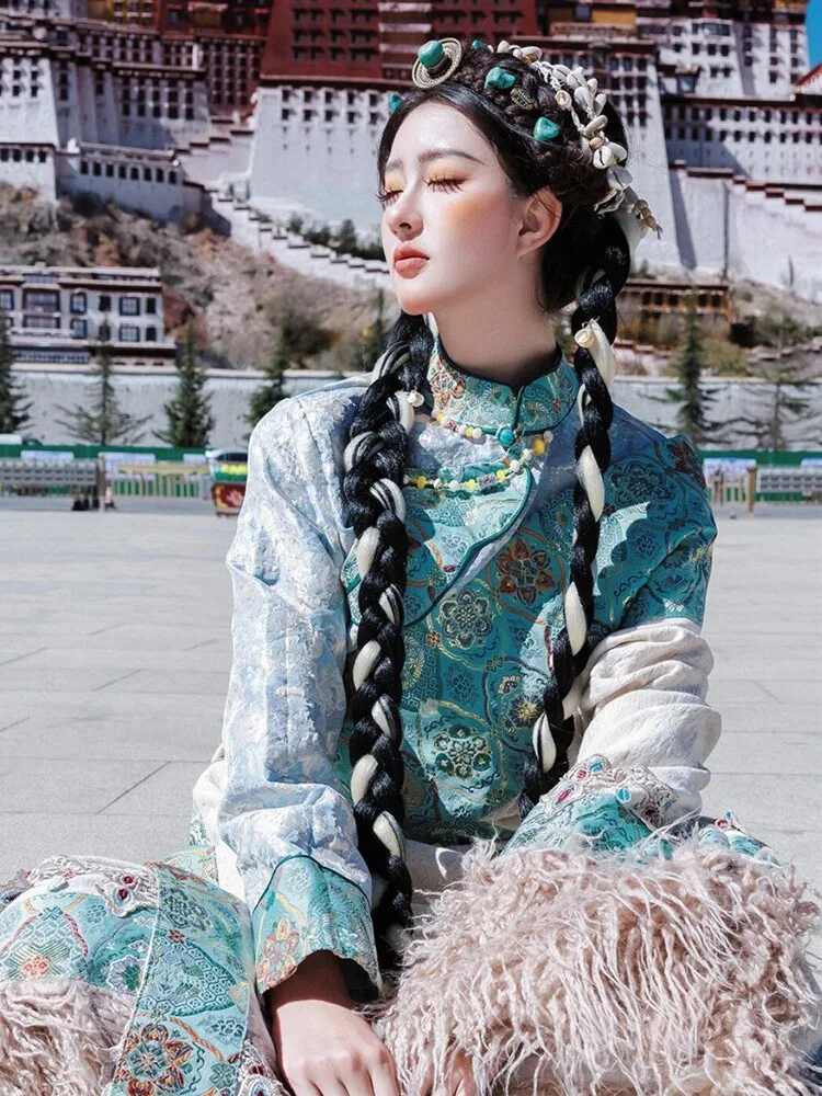 

Tibetan Women's Long Robe Clothing Photoaphy Dance Photoaphy Ethnic Faion Portrait Photoaphy Traditional Costume