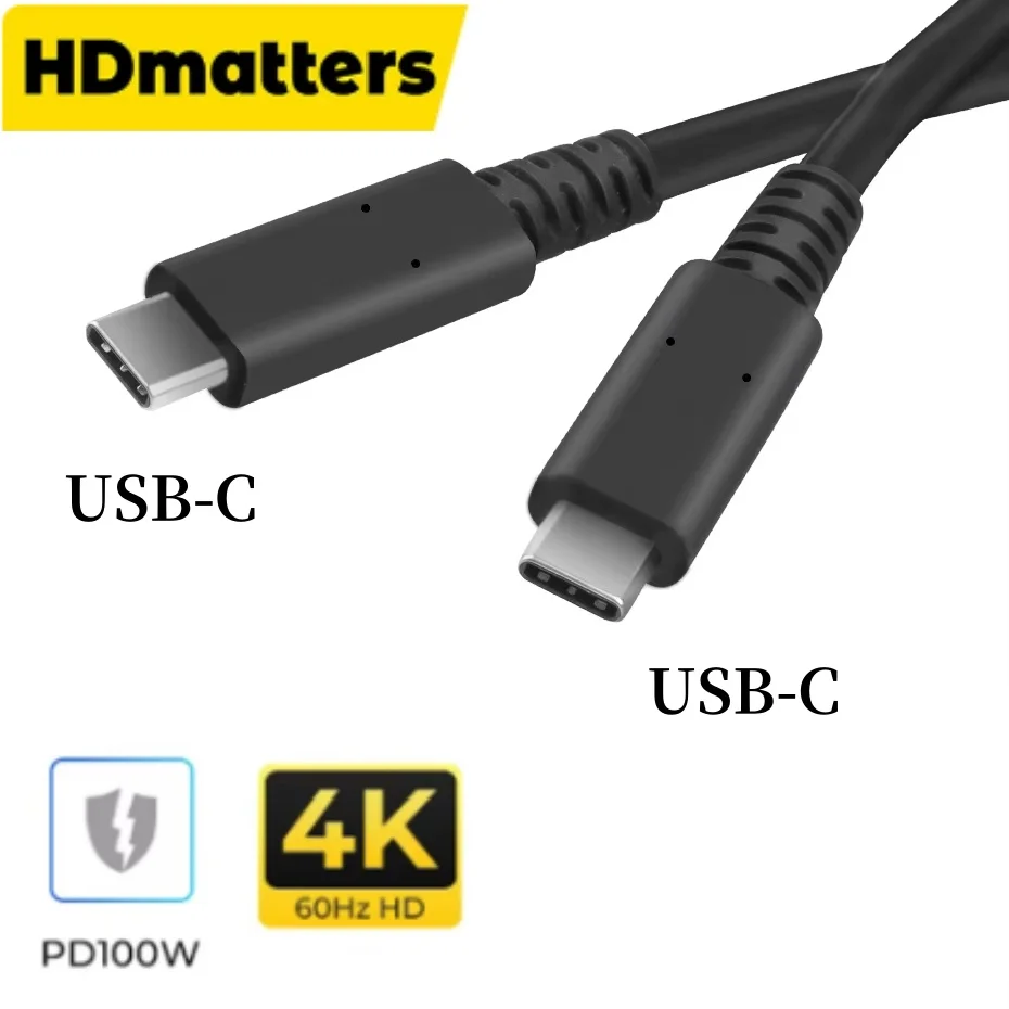 كابل USB-C إلى USB-C بسرعة 20 جيجابت في الثانية 4K 60 هرتز USB 3.2 Gen 2 Type C Emarker سلك يصل إلى 100 وات شحن للكمبيوتر Iphone قصير 40 سم