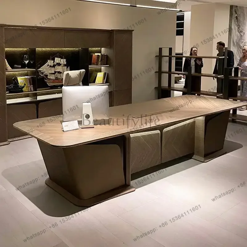 LJY Quality Storage Computer Desks Reception Light Luxury Modern Secretary Office Desk Minimalist Work Escritorio Oficina Furnit