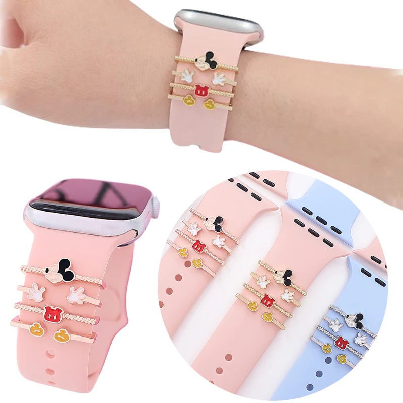 

Disney Mickey Strap Decorative Ring for Apple Watch Band Anime Iwatch Ornament Bracelet Decoration Metal Charm Strap Accessories