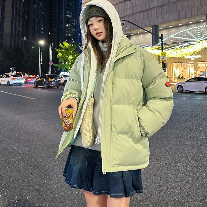 

Winter Streetwear Fake Two Piece Parkas Women Warn Casual Loose Women's Parka Jacket Down Coats Oversized Cotton Puffer Jackets