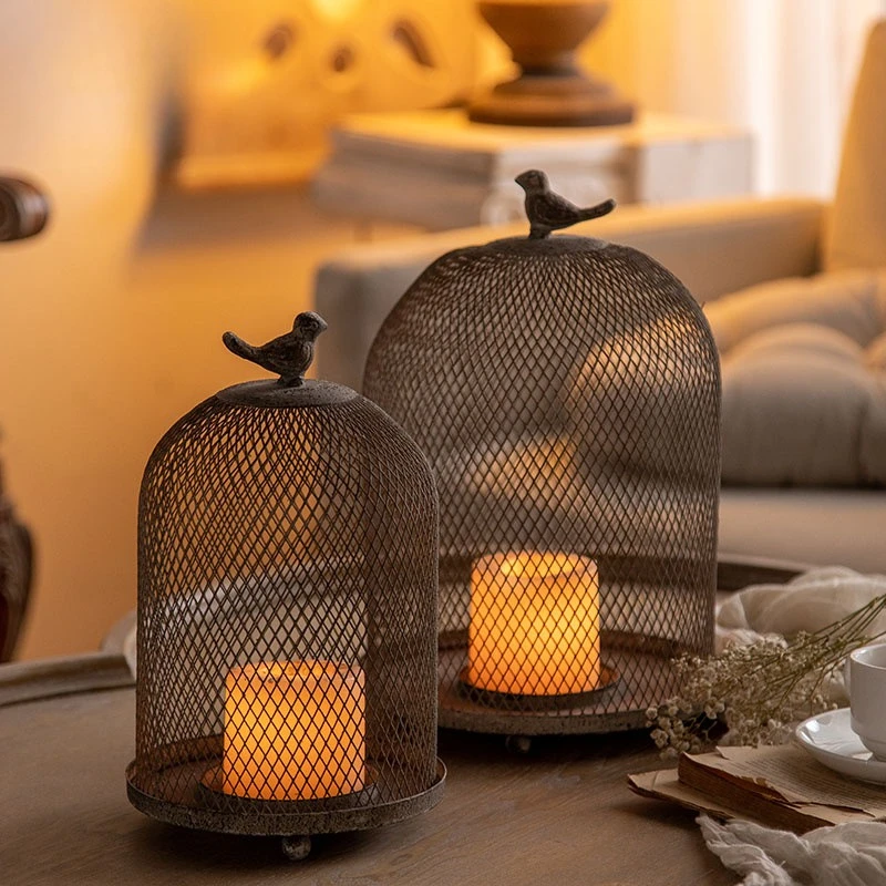 

Vintage Iron Birdcage Candle Holder with Detachable Tray Wedding/B&B Dining Table Centerpiece for Ambient Lighting Photography
