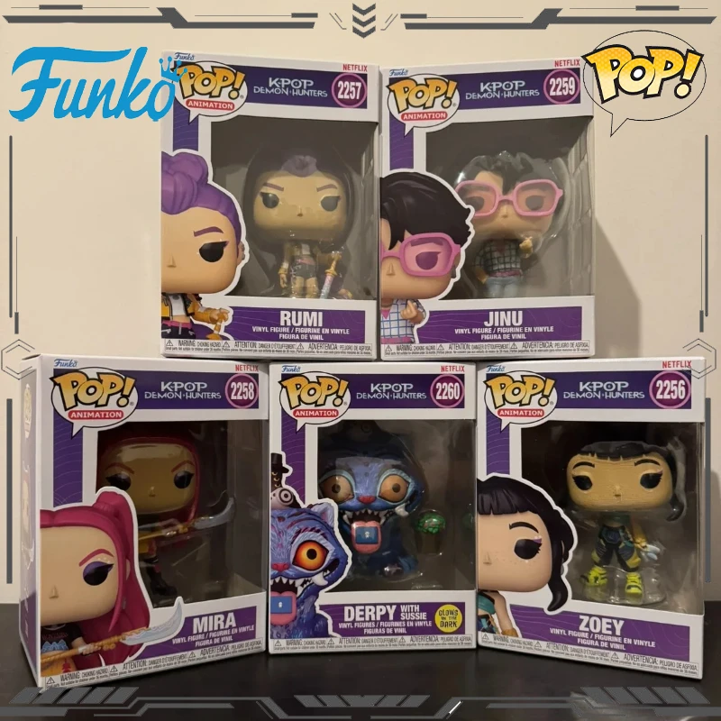 

Funko Pop Original K-Pop Demon Hunters Rumi Zoey Mirai Jinu Derpy Action Figure Toys for Boys Girls Gift Collectible Model